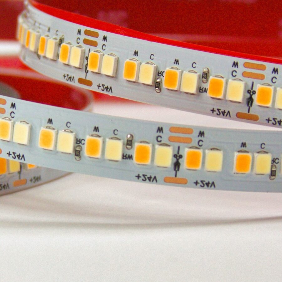 Ledstrip 256 Leds 19,2W - CCT - maatwerk: L=     mm + aansluitsnoer 2m - IP20 - 2700K -> 6500K