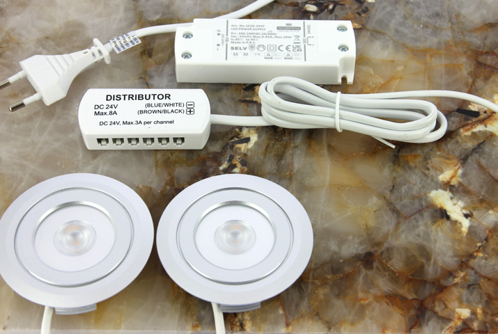 Keukenspots DLX3000 - set 2 voudig - aluminium