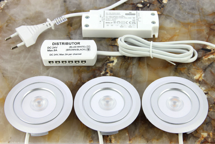 Keukenspots DLX3000 - set 3 voudig - aluminium