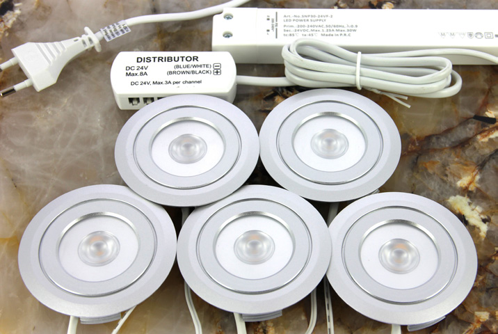 Keukenspots DLX3000 - set 5 voudig - zwart