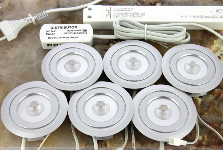 Keukenspots DLX3000 - set 6 voudig - aluminium