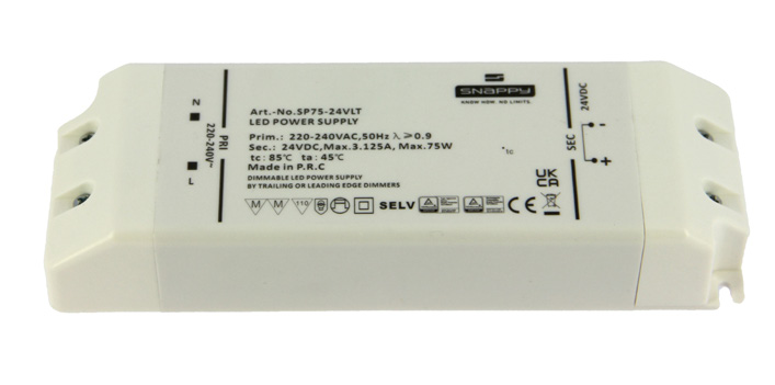 Snappy - led driver SP 75 Watt - 24Vdc - dim protocol Triac fase afsnijding